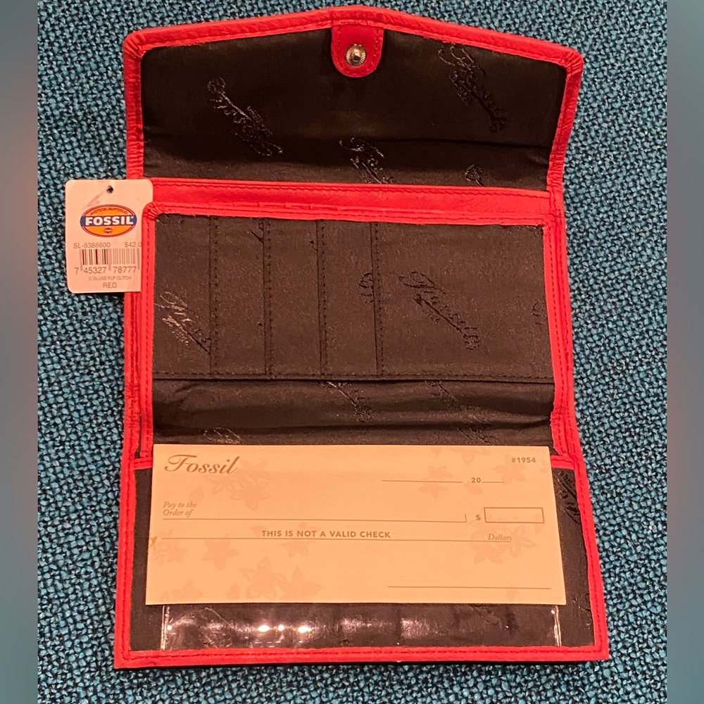 Fossil Coral-Red Leather Envelope Wallet - Picture 7 of 7